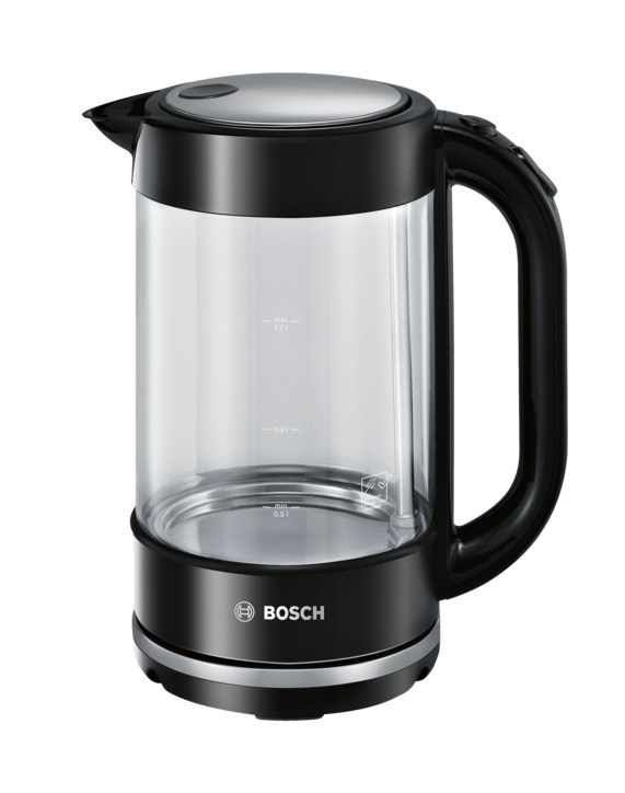 Bosch TWK70B03 vedenkeitin 1,7 L 2400 W musta, läpinäkyvä