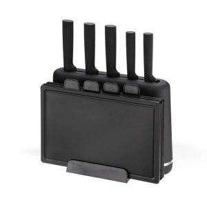 Maestro MR-1412-BLACK Veitsisarja lohkolla + Leikkuulautasetti Musta