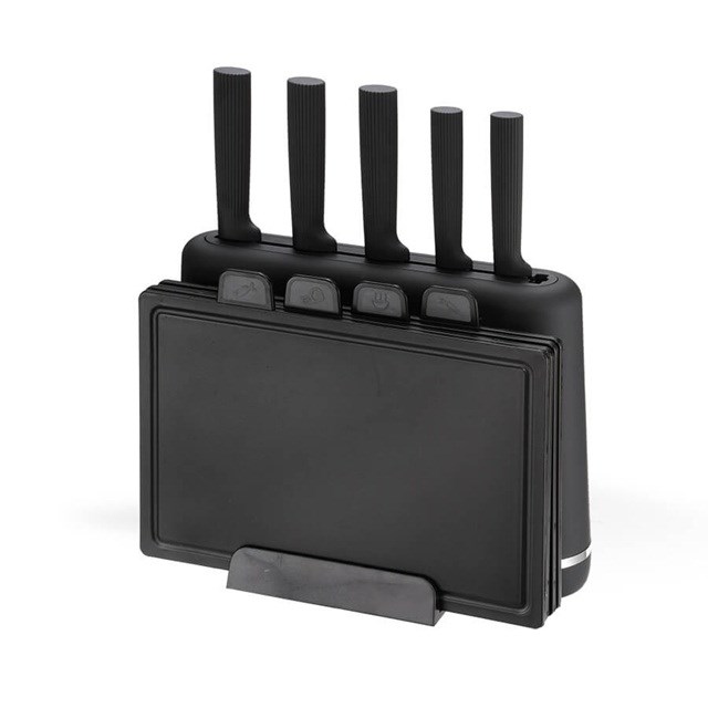 Maestro MR-1412-BLACK Veitsisarja lohkolla + Leikkuulautasetti Musta