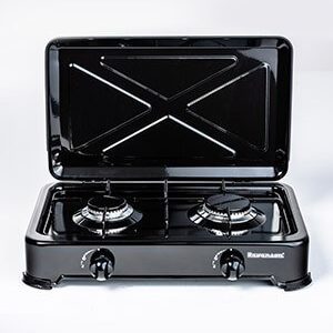 Työtaso Keittotaso Kaasu Ravanson K-02TB [musta; 2 vyöhyke(ttä)]