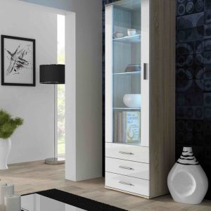 Cama esittelykaappi SOHO S1 sonoma tammi/kiiltävä valkoinen