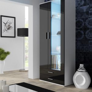 Cama-näyttökaappi SOHO S6 2D2S valkoinen/musta kiiltävä