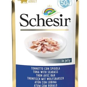 SCHESIR hyytelössä Tonnikala meribassilla - kissan märkäruoka - 50 g