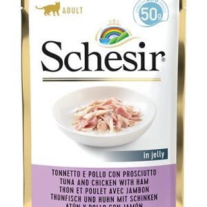 SCHESIR hyytelössä Tonnikala ja kana kinkulla - kissan märkäruoka - 50 g