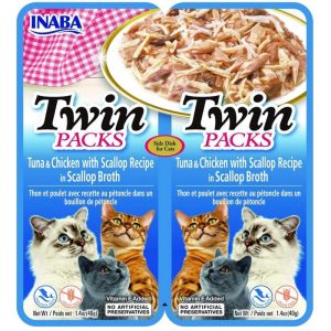 INABA CAT Twin Tonnikala kanan ja kampasimpukoiden kanssa liemessä – kissan herkku – 2x40g