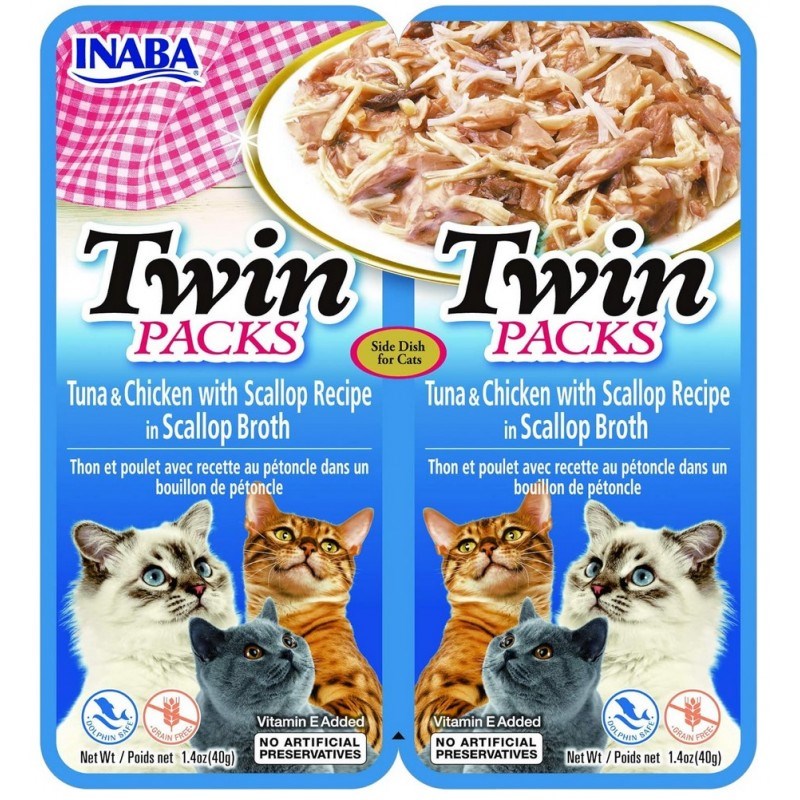 INABA CAT Twin Tonnikala kanan ja kampasimpukoiden kanssa liemessä – kissan herkku – 2x40g