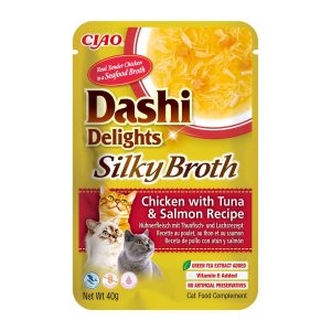 INABA CAT Dashi Delights Silky Broth Chicken tonnikalalla ja lohella - kissan herkku - 40g