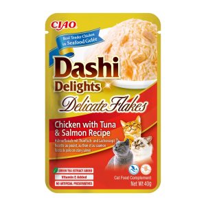 INABA CAT Dashi Delights Delicate Flakes Chicken tonnikalalla ja lohella - kissan herkku - 40g
