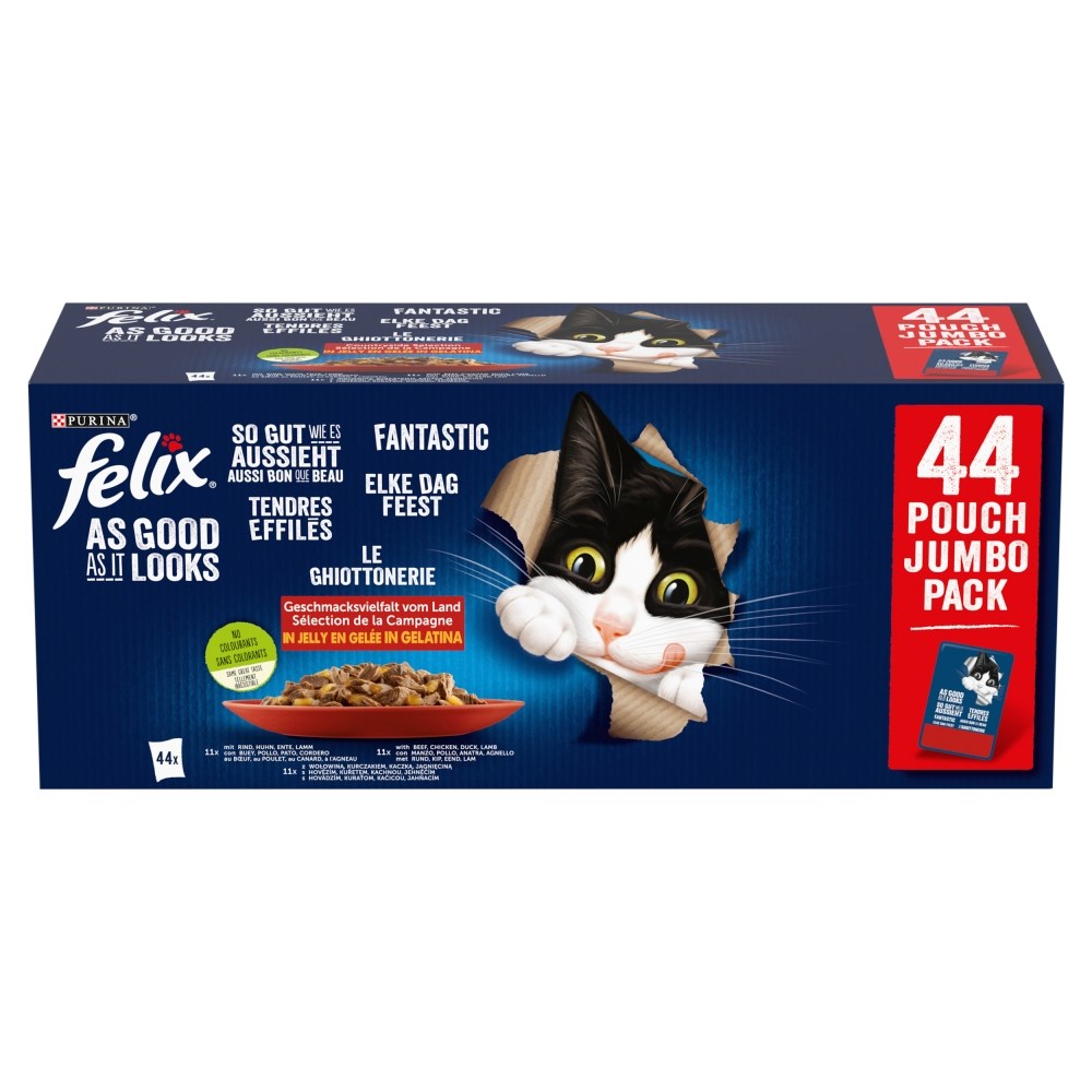 PURINA Felix Fantastic Mix hyytelössä - kissan märkäruoka - 44 x 85g