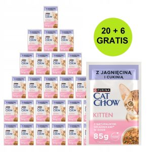 PURINA Cat Chow Kitten lammasta ja kesäkurpitsaa kastikkeessa - kissan märkäruoka - 26x85g (20 + 6 ILMAISEKSI)