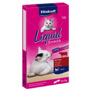 VITAKRAFT Cat Liquid-Snack naudanlihalla - kissan herkkuja - 6 x 15g