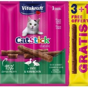 VITAKRAFT CatStick Duck kanin kanssa - kissan herkkuja - 3 + 1 ilmaiseksi!