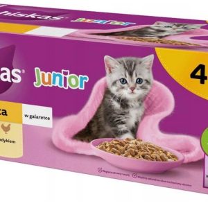 WHISKAS Junior Poultry hyytelössä - kissan märkäruoka - 40 x 85g
