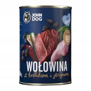 JOHN DOG Berry Puppy Naudanliha ja kani karhunvatukoilla - Koiran märkäruoka - 6 x 400 g