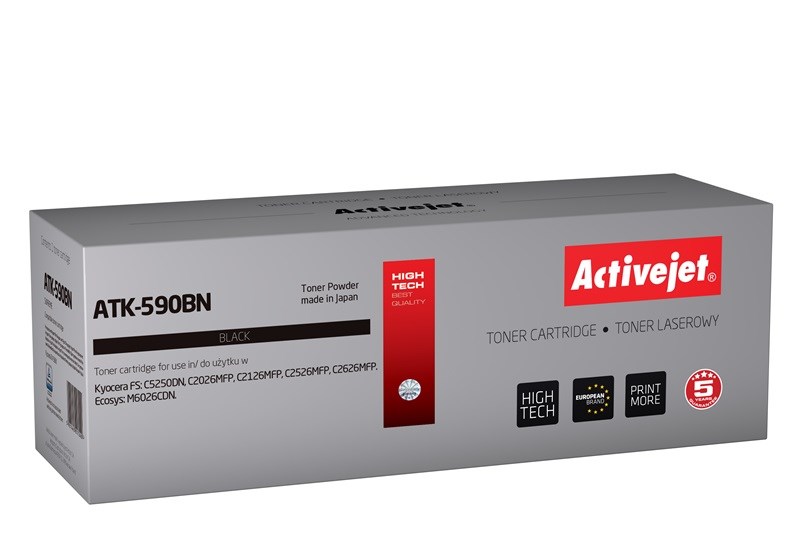 Activejet ATK-590BN väriaine (korvaa Kyocera TK-590BK:lle; Supreme; 7000 sivua; musta)
