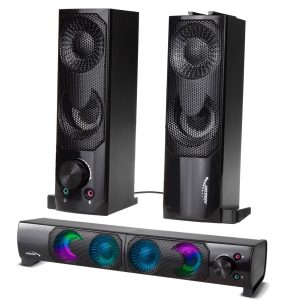 2 in 1 PC-kaiutin Soundbar Tietokone RGB LED-taustavalo Stereopeli USB 2 x 3W AUX 3,5 mm