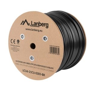 Lanberg LCU6-21CU-0305-BK verkkokaapeli Musta 305 m Cat6 U/UTP (UTP) ulkona