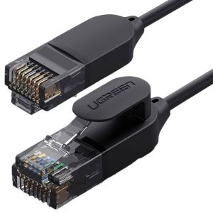 Ugreen Ethernet -verkkokaapelin liitäntäjohto RJ45 Cat 6A UTP jopa 10Gb/s 3m NW122 (musta)