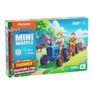 MARIOINEX Mini Waffle Farmer Rakennuspalikat Traktorit ja viileä niitty, 110 kpl