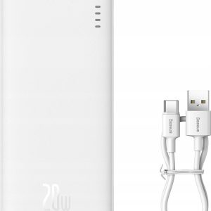 Baseus Airpow Lithium-polymeerivirtalähde 10000 mAh 20 W Valkoinen