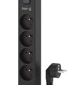 KERG jatkojohto katkaisijalla - 4 USBC+USBA liitäntää 16A 3m musta