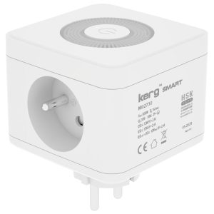 KERG SMART – 2-PISTINEN VIRTALISTA + USB-A+USB-C LATURI + LED-VALO 16A/250V~ M02730