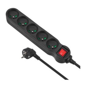 Maclean MCE185 teholaajennus 5 m 5 AC pistorasia(t) Sisäkäyttöön Musta