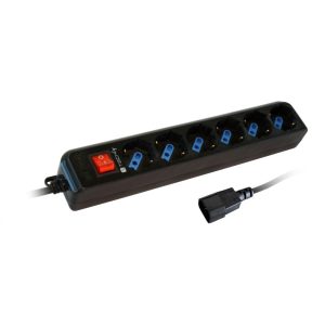 Techly Power Strip 6 pistorasiaa musta VDE-pistokkeella IUPS-PCP-6V