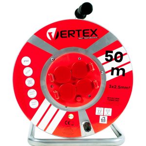 VERTEX PB50METAL Jatkojohto 50 m 3x2,5 mm 3000 W IP44 Musta