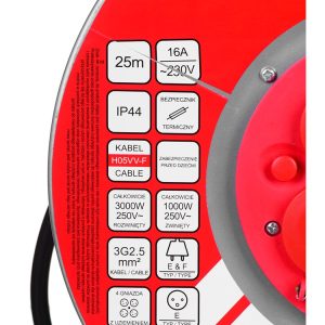 Jatkojohto VERTEX PB25METAL 3x2,5 mm Musta