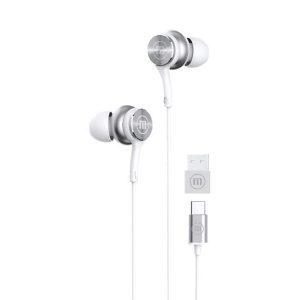 Maxell XC1 USB-C langalliset kuulokkeet USB-A-sovittimella valkoinen