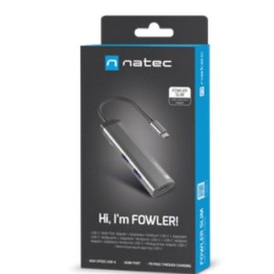 NATEC Fowler Slim Wired USB 3.2 Gen 1 (3.1 Gen 1) Type-C Musta, Chrome