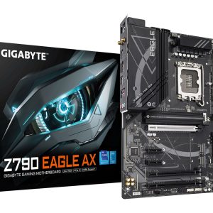 GIGABYTE Z790 EAGLE AX -emolevy - Tukee Intel Core 14th Gen -suorittimia, 12+1+１Phases Digital VRM, jopa 7600MHz DDR5 (OC), 3xPCIe 4.0 M.2, Wi-Fi 6E, 2.5GbE.2 Gen 2 USB