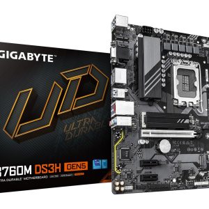 GIGABYTE B760M DS3H GEN5 -emolevy - Tukee Intel Core 14th Gen2 -suorittimia, 6+2+1-vaiheista digitaalista VRM:ää, jopa 5600 MHz DDR5, 2xPCIe 4.0 M.2, 2,5 GbE LAN, USB 3.2 Gen2
