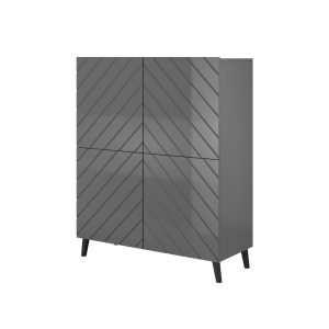 Hylly ABETO 100,5 x 40 x 121,5 cm grafiitti/kiiltävä grafiitti