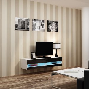 Cama TV-taso VIGO NEW 30/140/40 valkoinen/musta kiiltävä