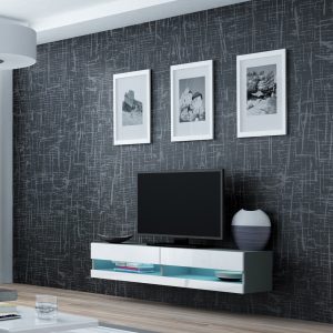 Cama TV-taso VIGO NEW 30/140/40 harmaa/valkoinen kiiltävä