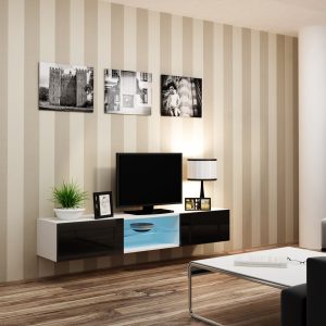 Cama TV-taso VIGO GLASS 30/180/40 valkoinen/musta kiiltävä