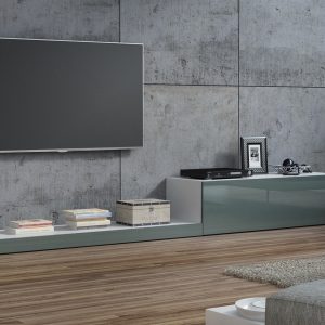 Cama TV-taso LIFE 300/42/35 valkoinen/harmaa kiiltävä