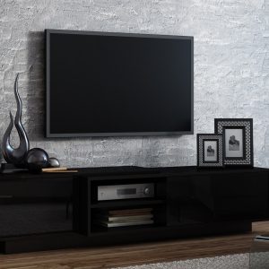 Cama TV-kaappi SIGMA1 180 musta/musta kiiltävä