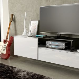 Cama TV-kaappi SIGMA 3 180 valkoinen/valkoinen kiiltävä + musta