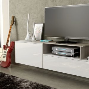 Cama TV-kaappi SIGMA 3 180 valkoinen/valkokiilto + sonoma tammi