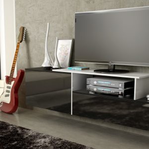 Cama TV-kaappi SIGMA 3 180 musta/musta kiiltävä + valkoinen