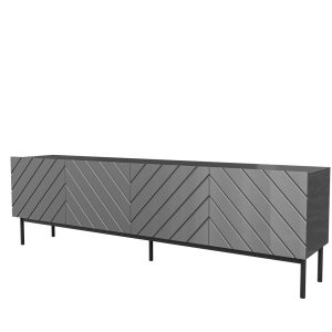 ABETO RTV kaappi mustalla teräsrungolla 200x42x60 grafiitti/kiiltävä grafiitti