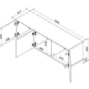 Cama 3D RTV-kaappi ALMA 150x41,5xH55 kashmir