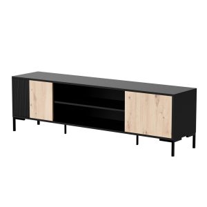 Cama RTV kaappi MERCI RTV kaappi 180 x 40 x 53,5 cm musta/tammi käsityöläinen