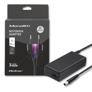 Qoltec 51519,65 W virtalähde Dellille | 65W | 19,5V | 3.34A | 7,4*5,0+nasta | + virtajohto