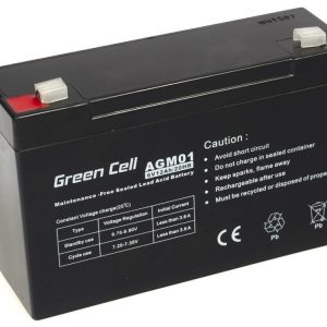 Green Cell AGM -akku 6V 12Ah 12.000 mAh suljettu lyijyhappo (VRLA)