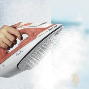 Tefal Virtuo 30 FV2C40E0 silitysrauta kuiva- ja höyrysilitysrauta keraaminen pohja 2000 W persikka, valkoinen