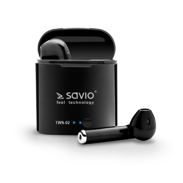 Savio TWS-02 langattomat Bluetooth-kuulokkeet, musta